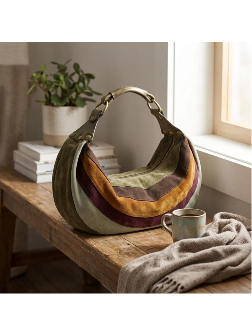 New Fall 2026 collection Patricia Nash Bente Hobo - Suede Color block Hobo-NWT - Picture 6 of 7